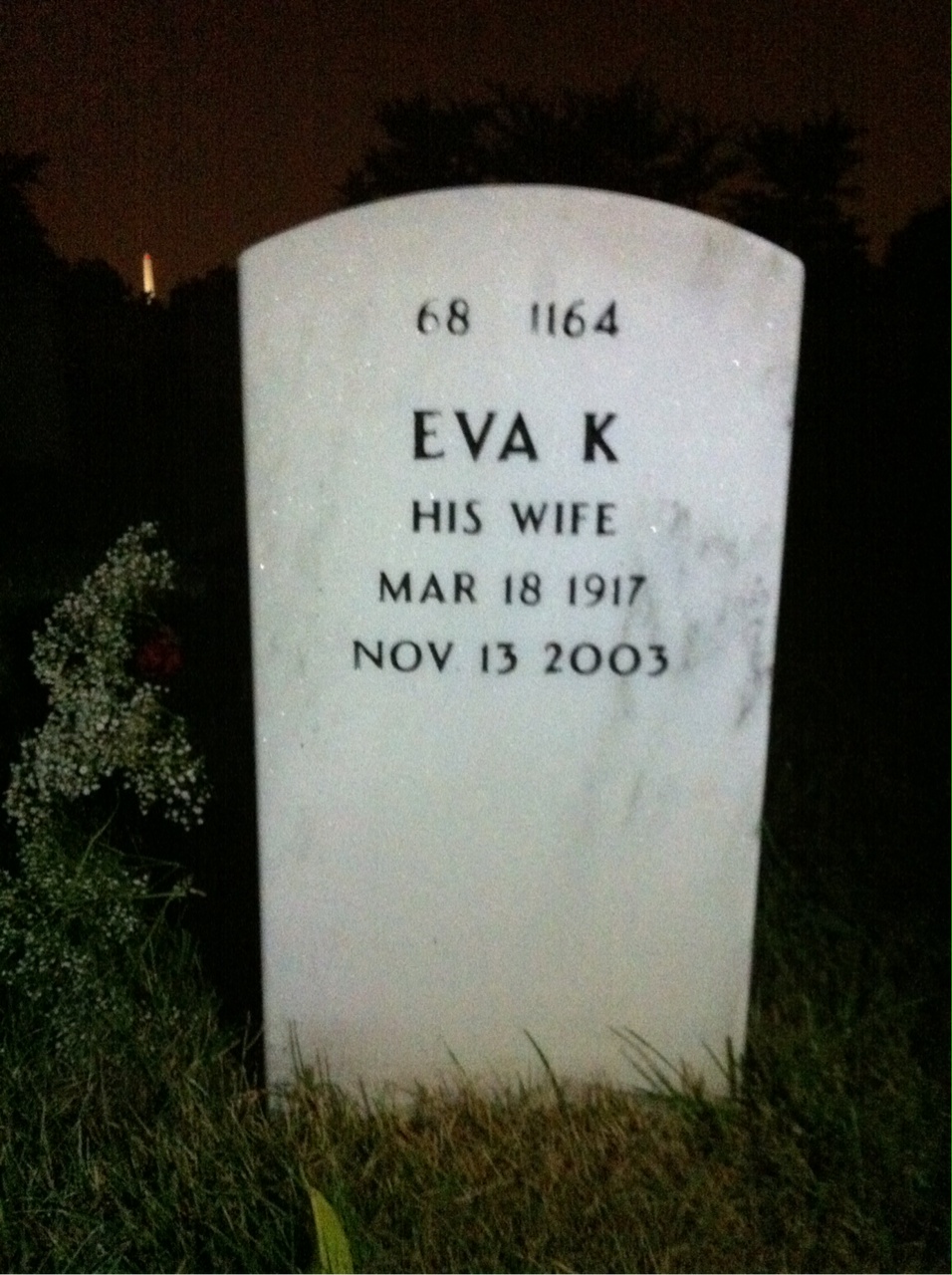 Back of headstone — Roy Ballinger