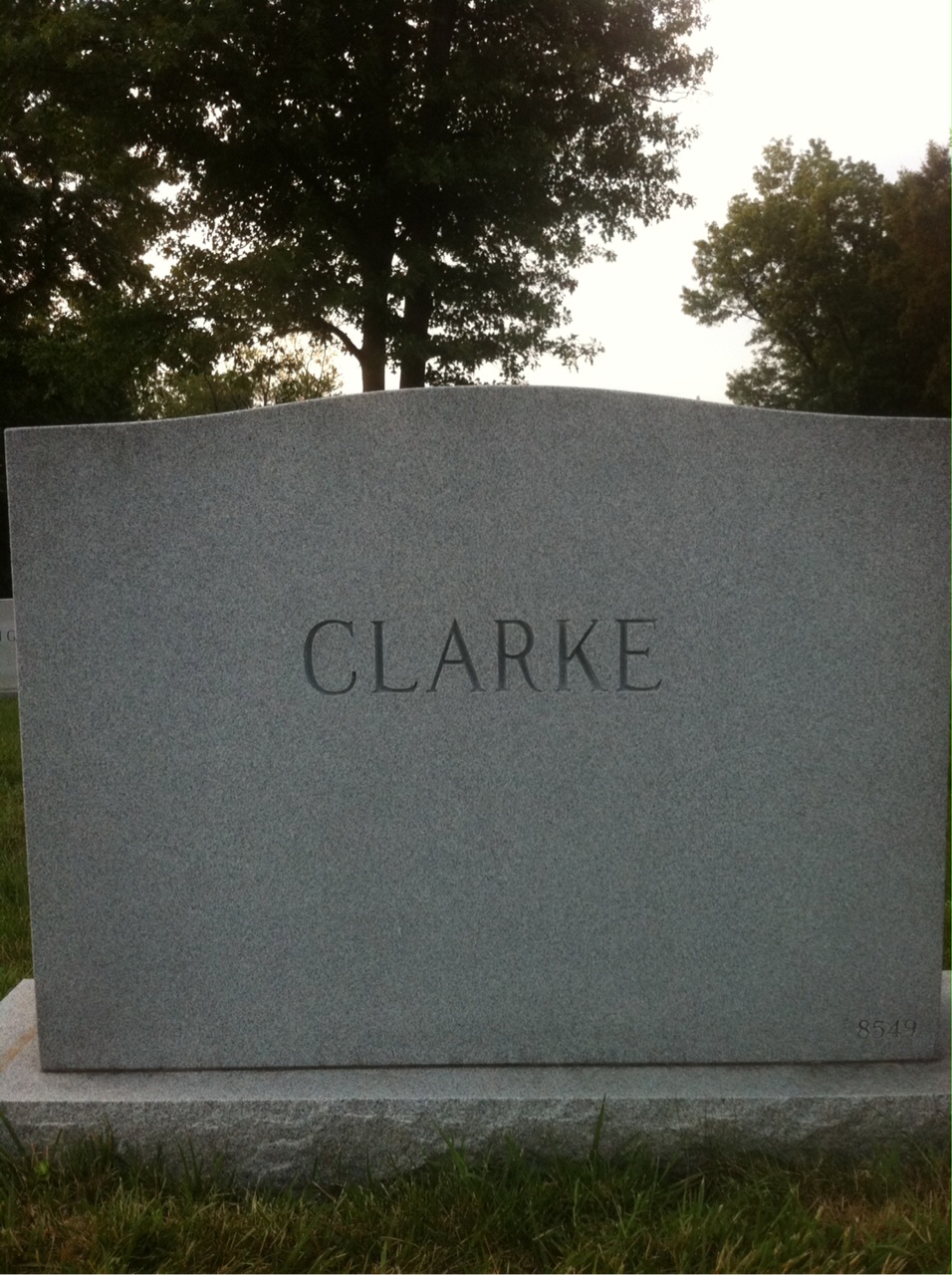 Back of headstone — Edwin Clarke
