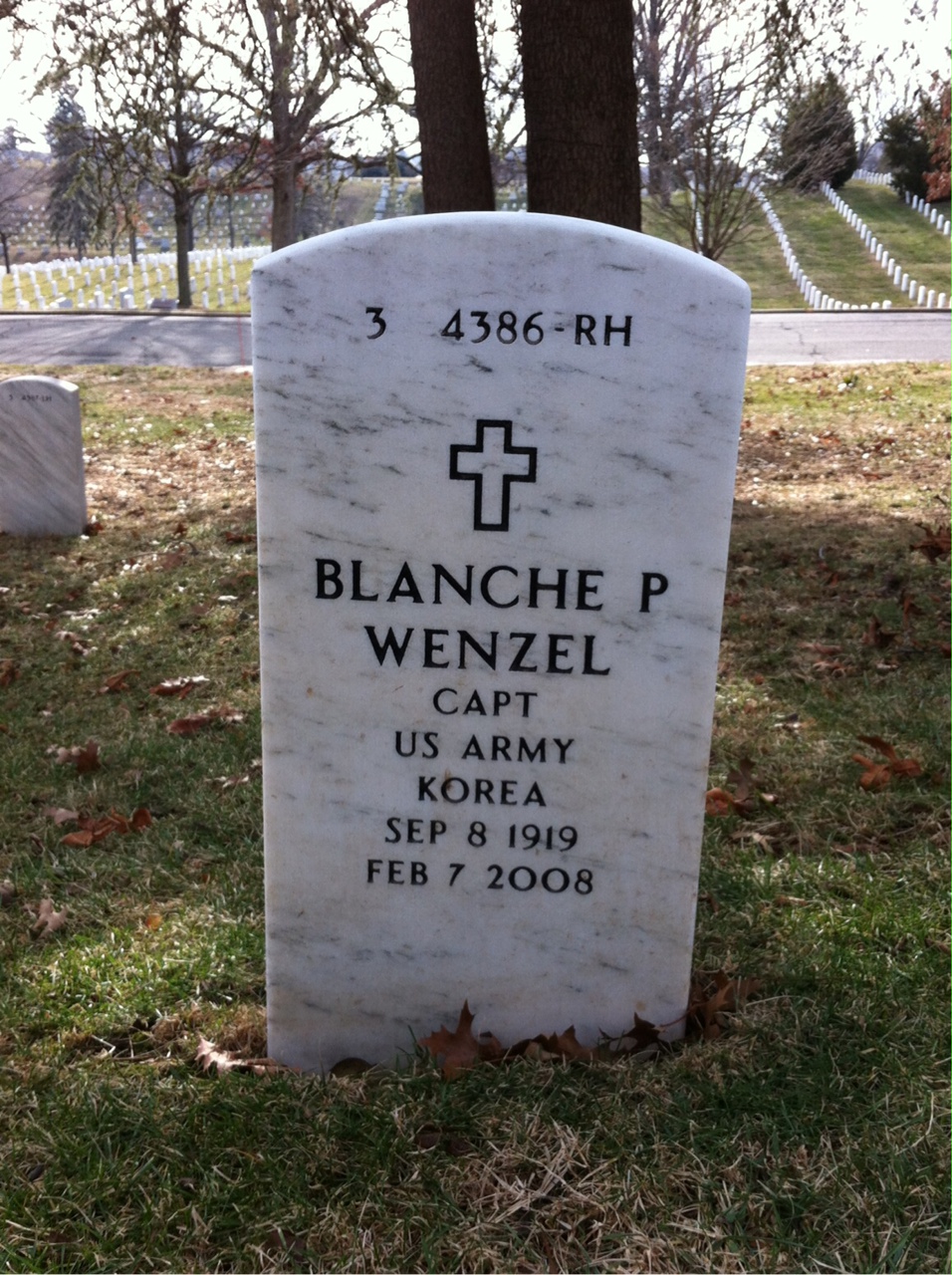 Back of headstone — Blanche Wenzel