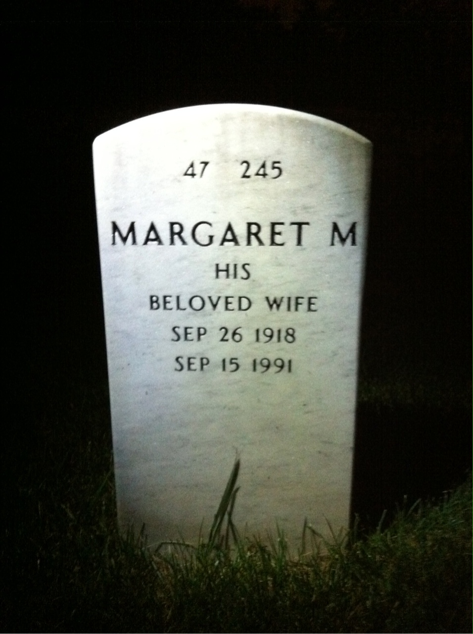 Back of headstone — William Hannan