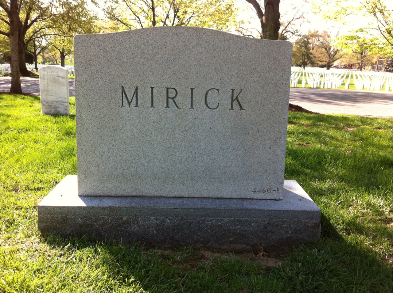 Back of headstone — Carlos Mirick