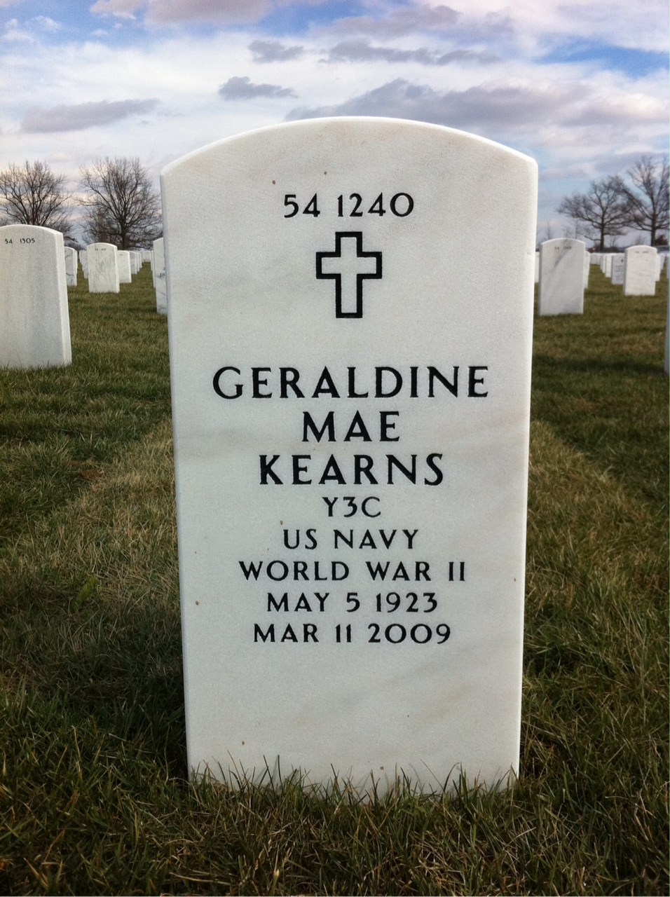 Back of headstone — Francis Kearns