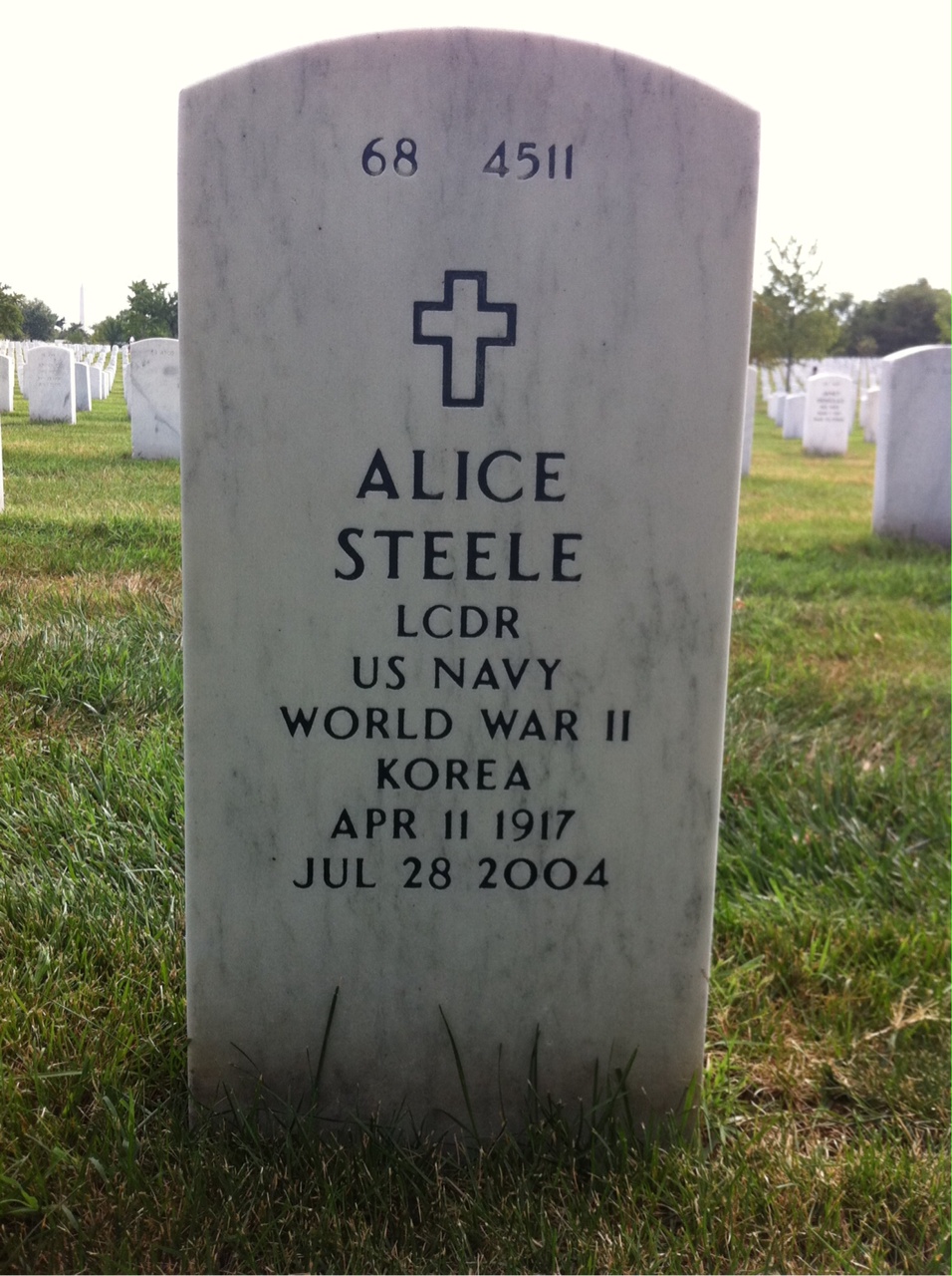 Back of headstone — Alice Steele