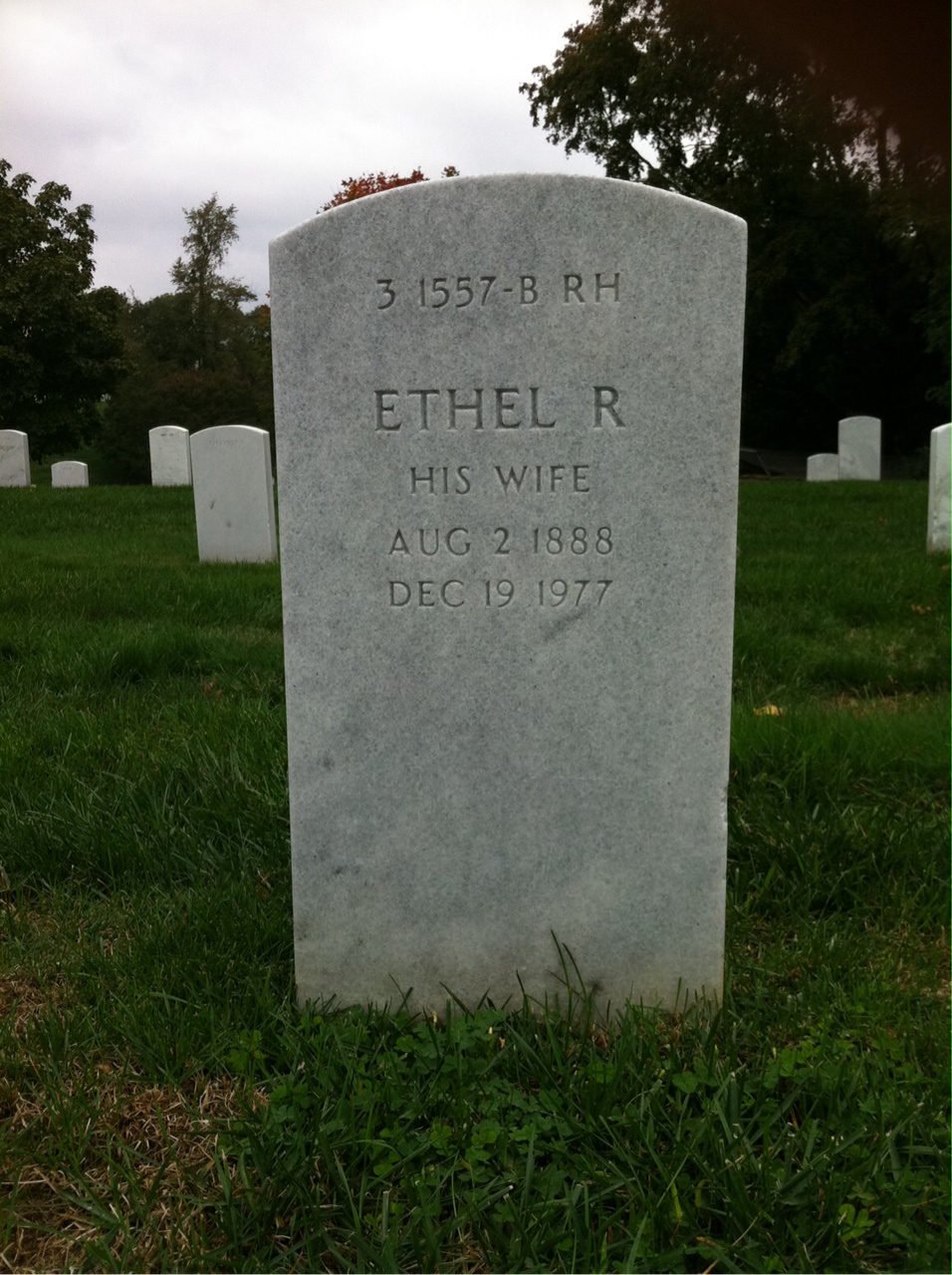 Back of headstone — Ethel Bohler