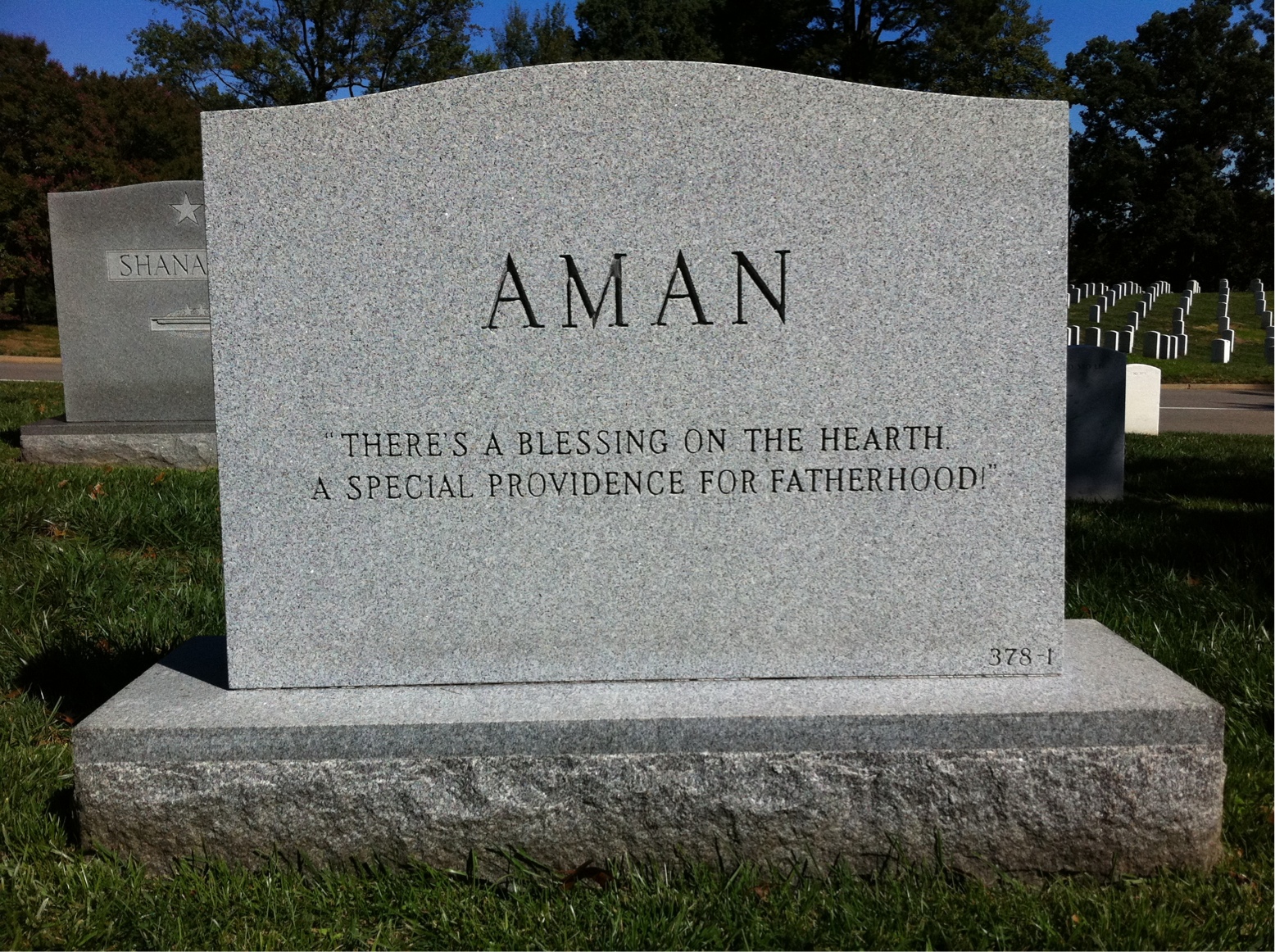 Back of headstone — Joseph Aman