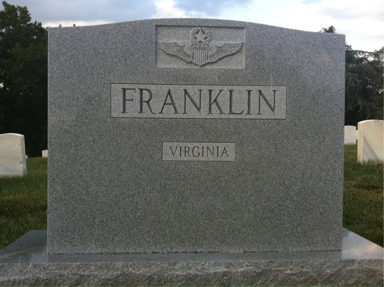 Back of headstone — Edgar Franklin