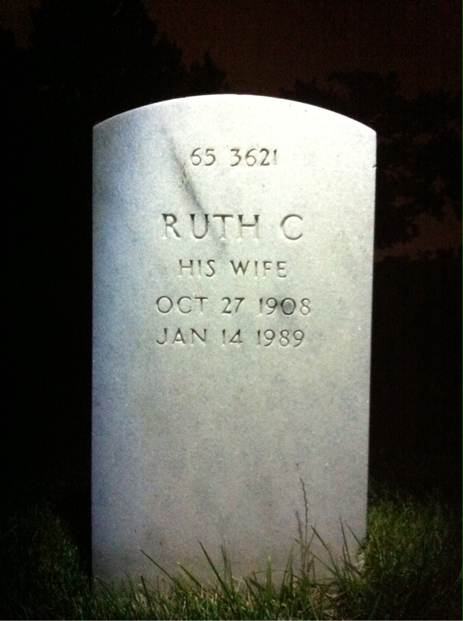 Back of headstone — Webster Fletcher Putnam