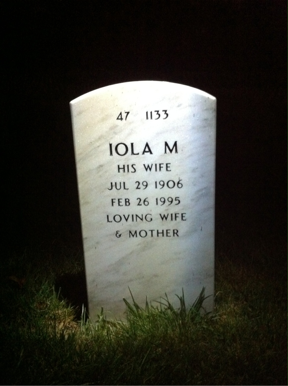Back of headstone — Frank Allen
