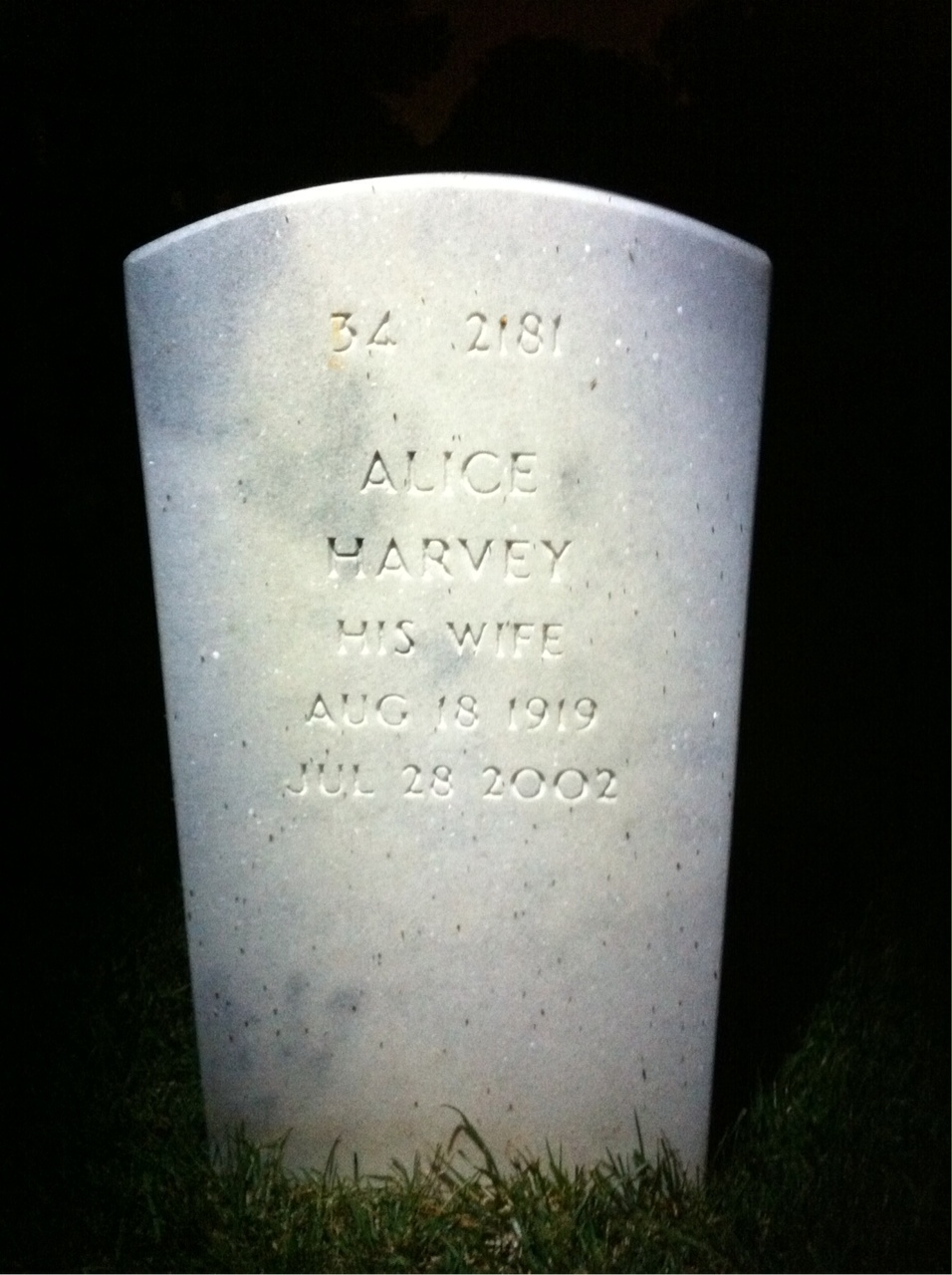 Back of headstone — Andrew Allen