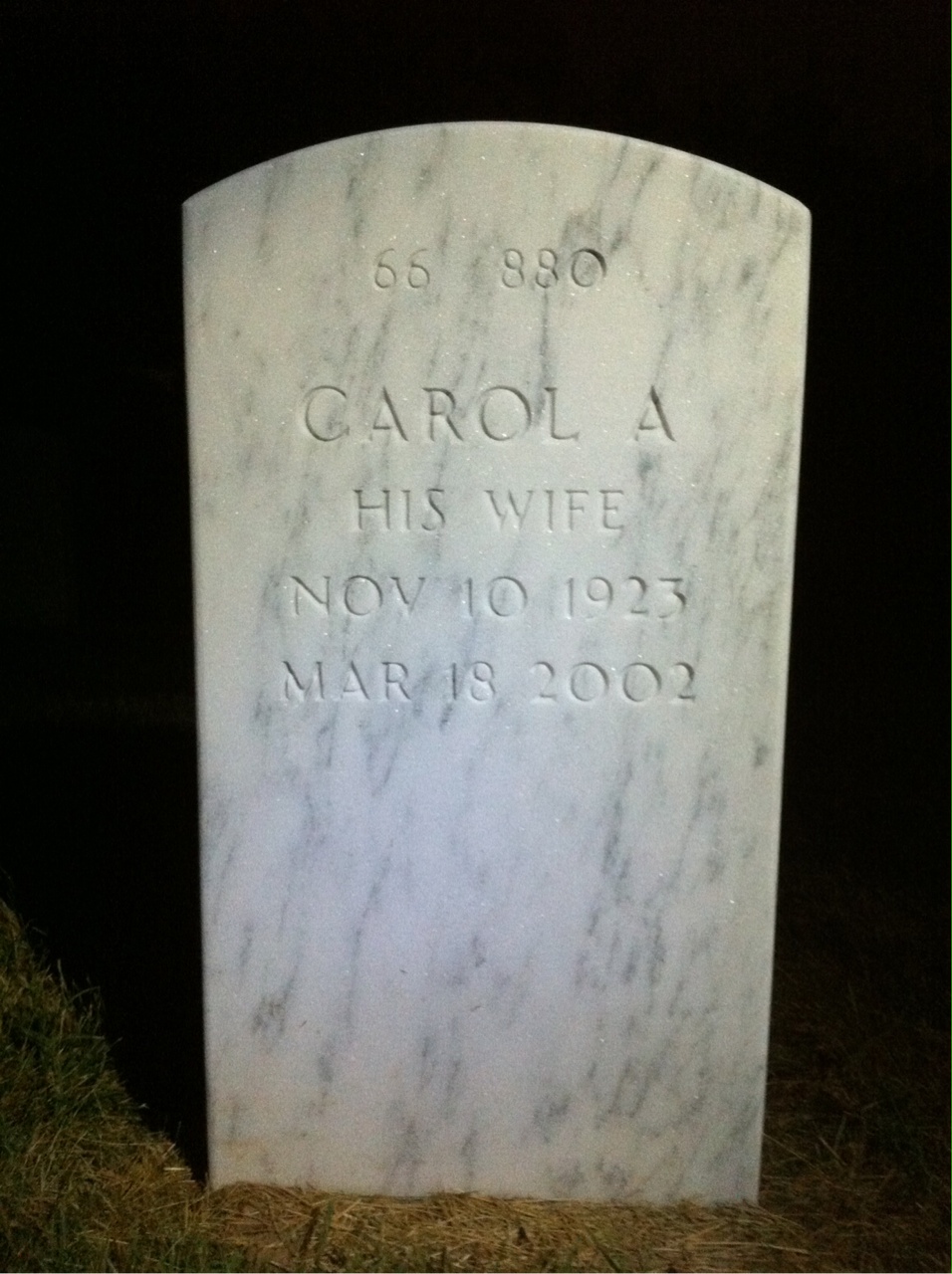 Back of headstone — Carl Lee