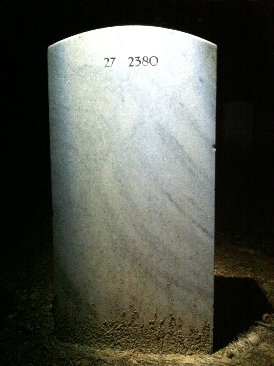 Back of headstone — P Addison