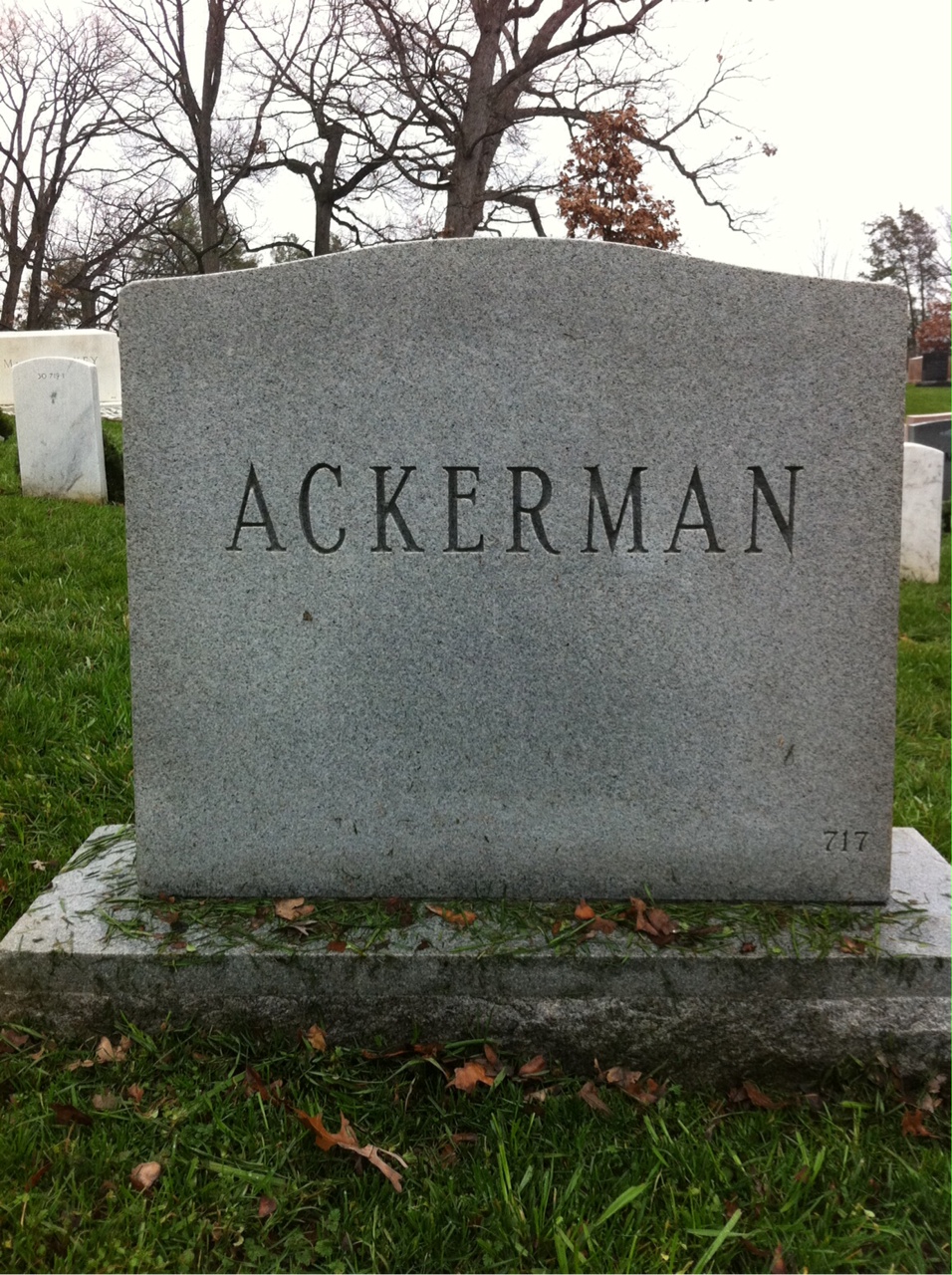 Back of headstone — Charles Ackerman