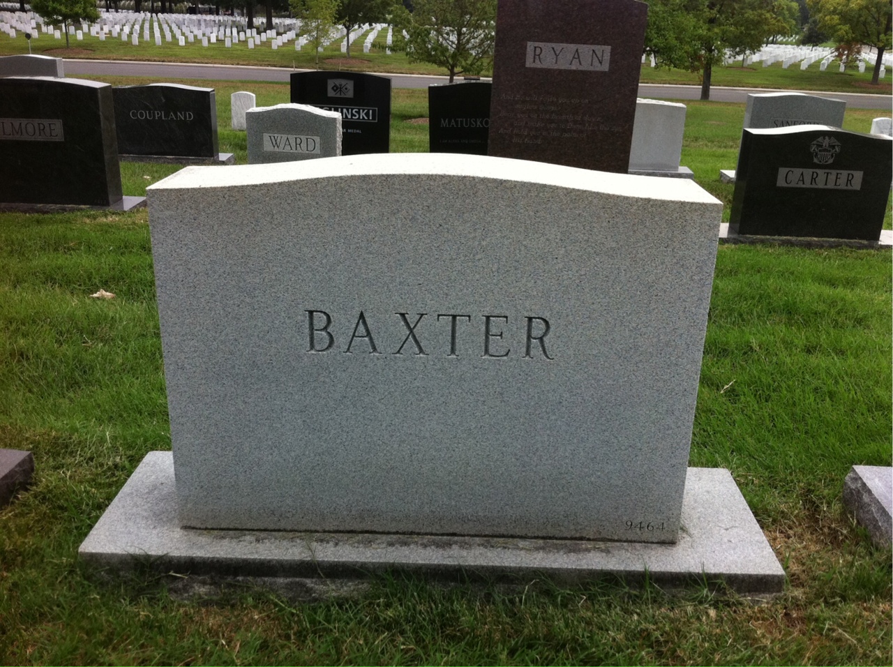 Back of headstone — Thurston Baxter