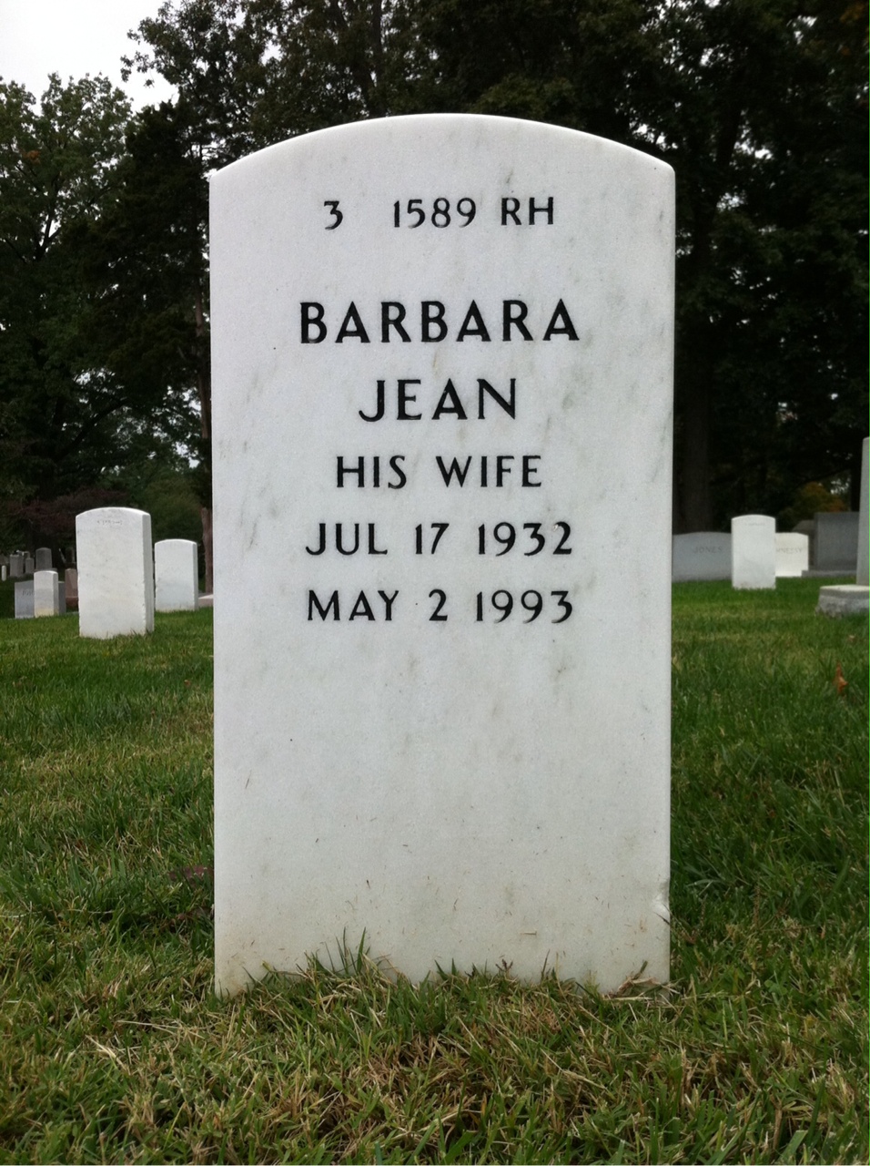 Back of headstone — Donald Thomson