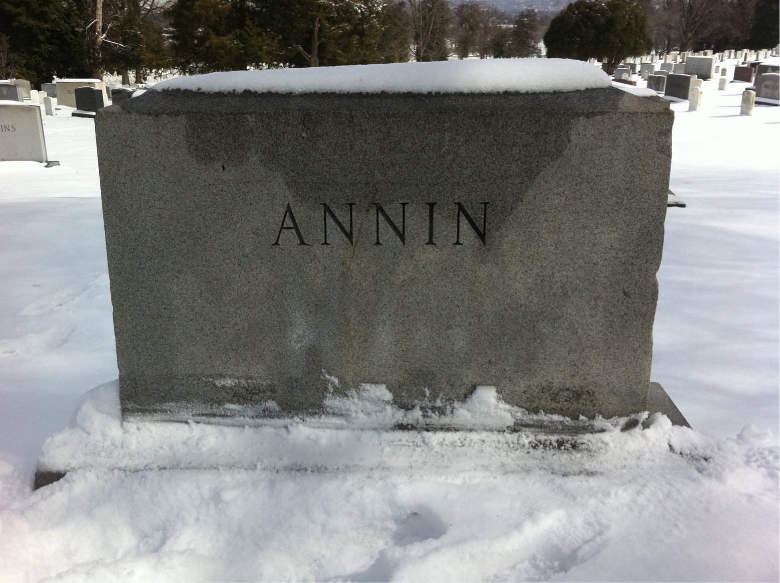 Back of headstone — Robert Annin