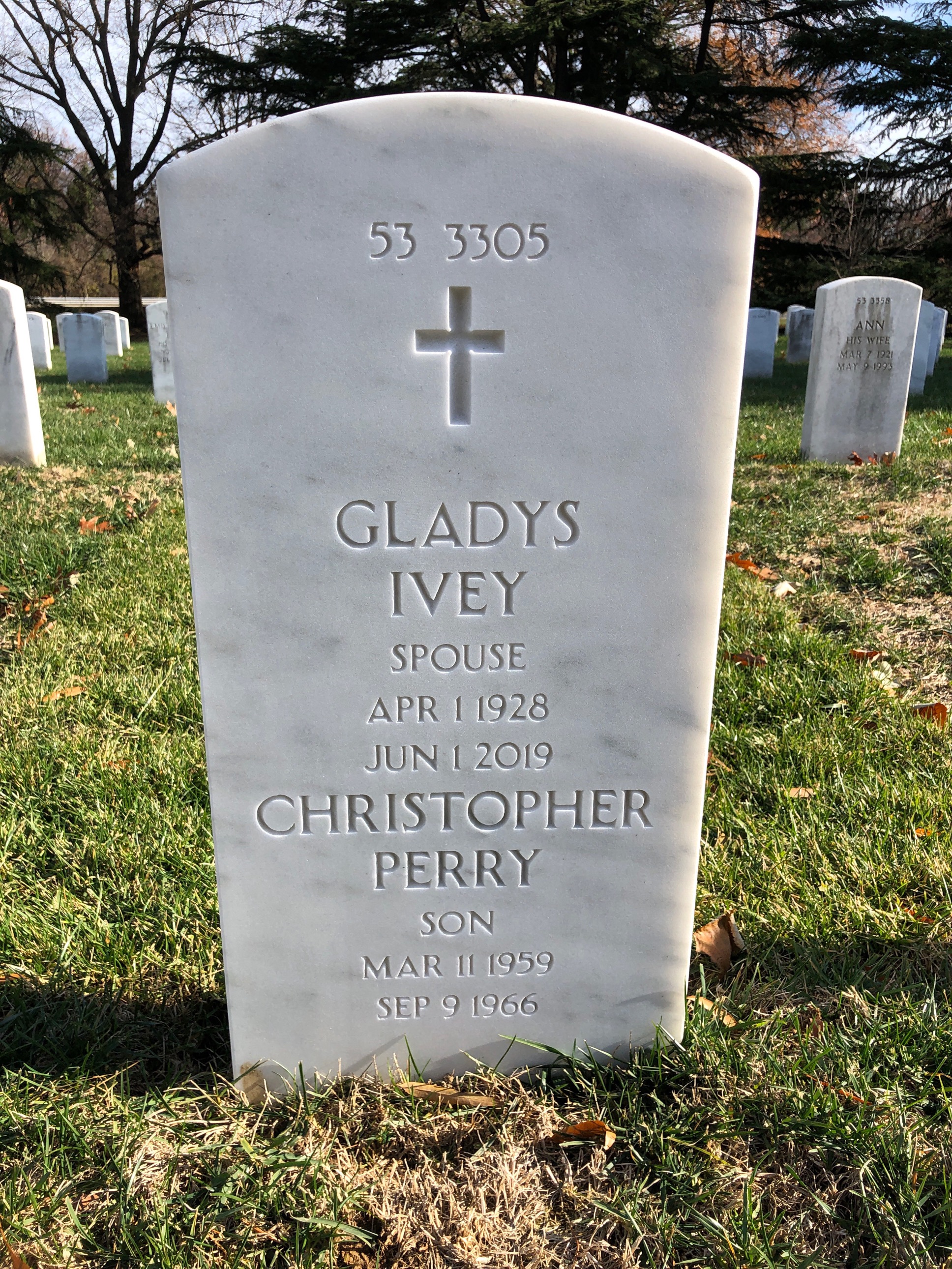 Back of headstone — Newton Cunningham
