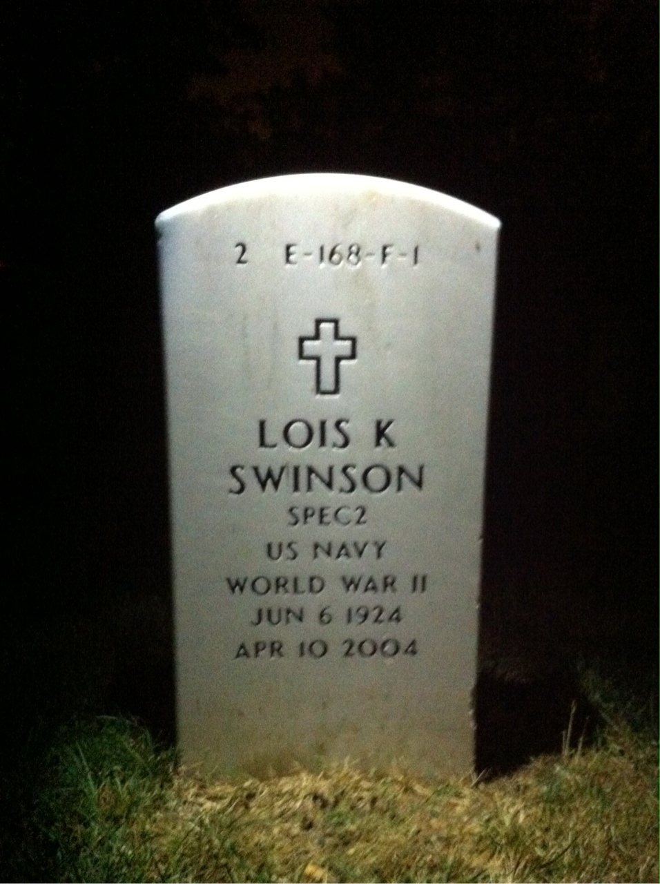 Back of headstone — Jesse Swinson