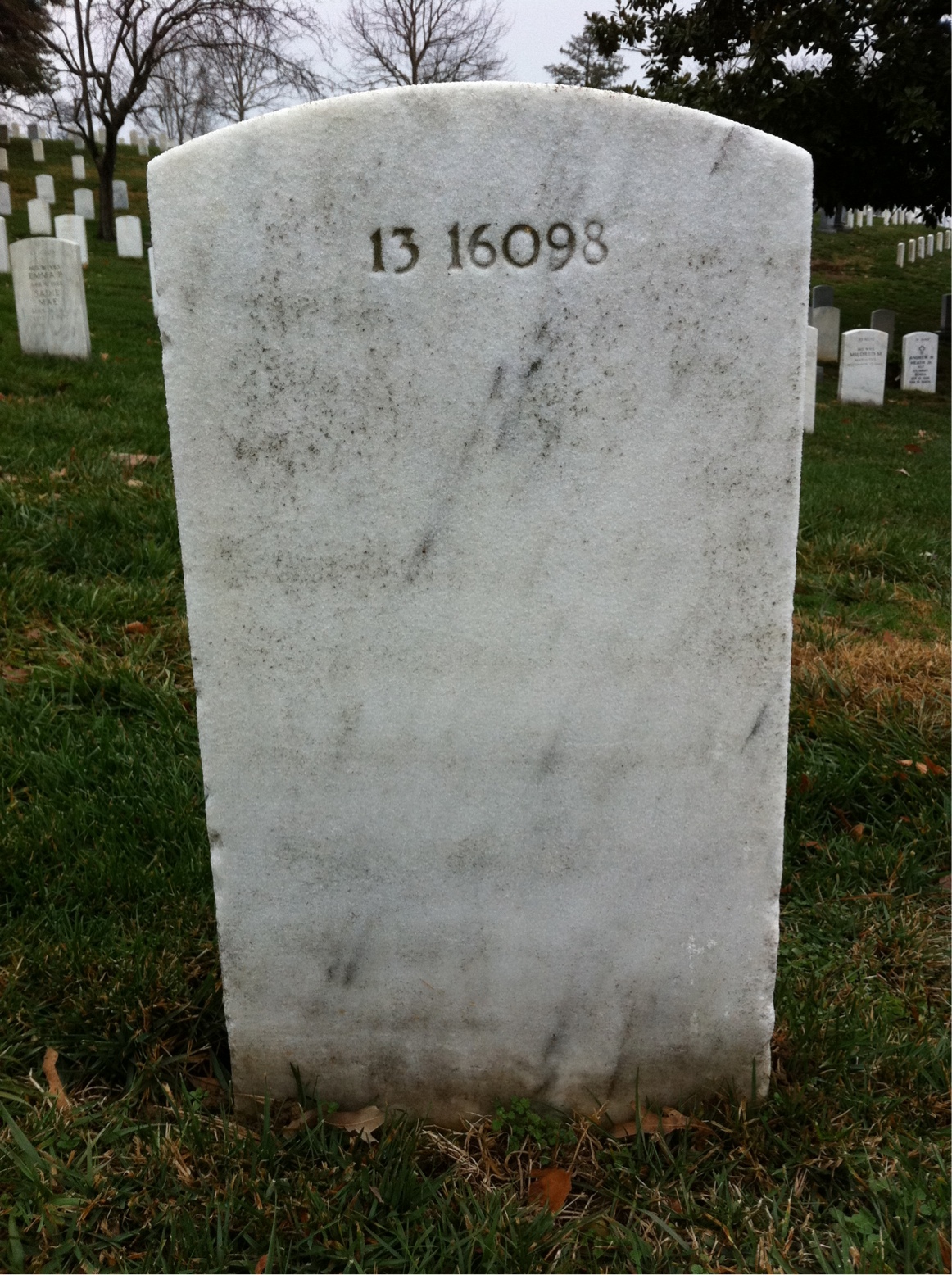 Back of headstone — Robert Adams