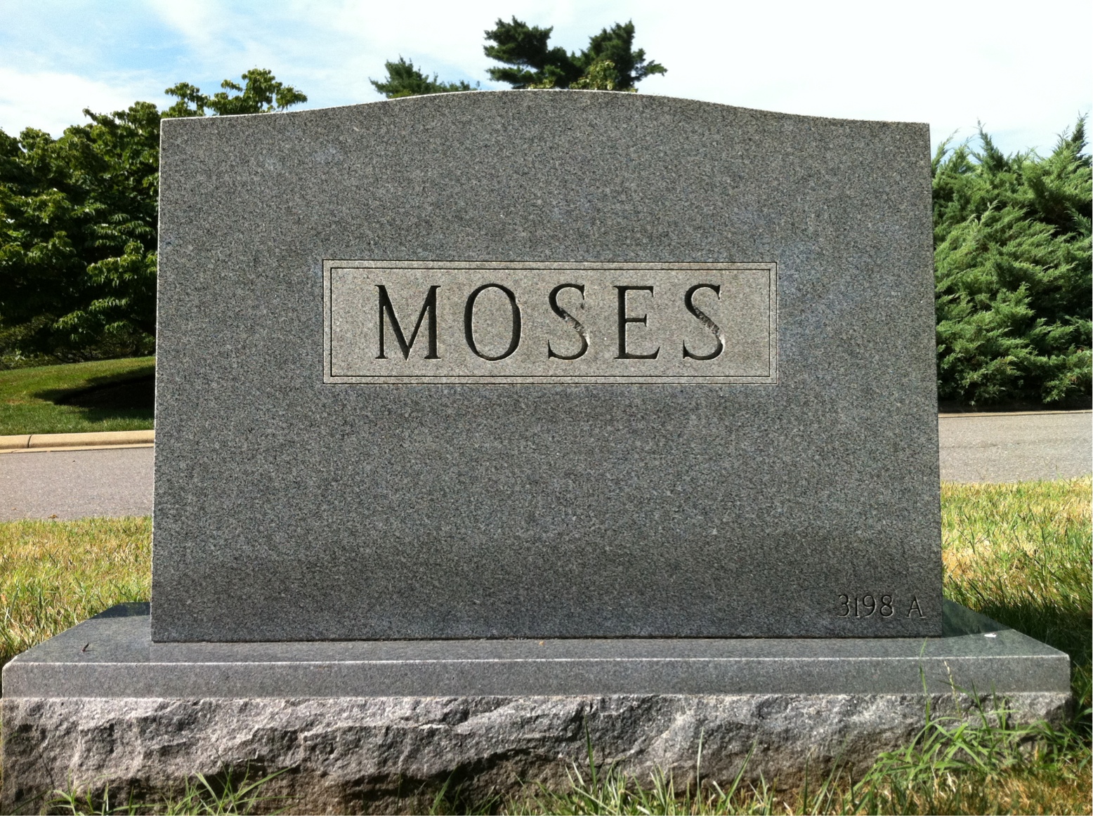 Back of headstone — William Moses