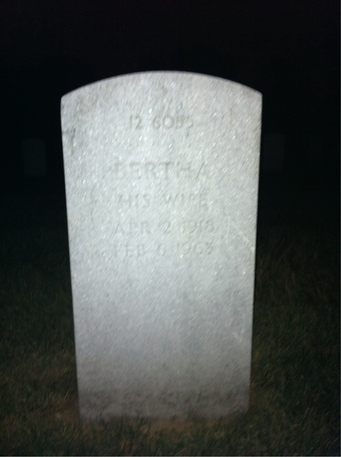 Back of headstone — Bertha Mitchell