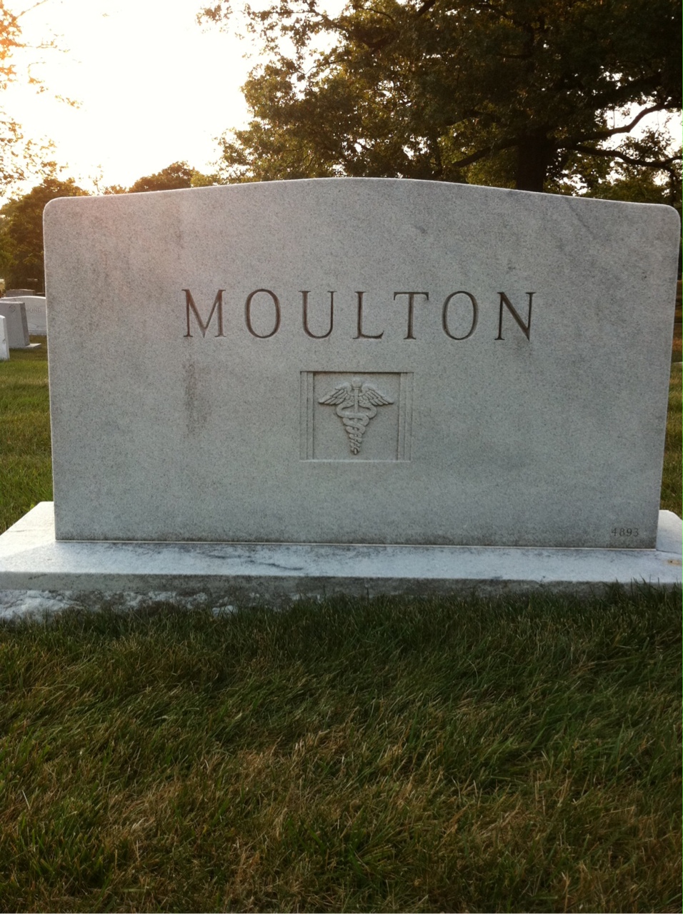 Back of headstone — Percy Moulton