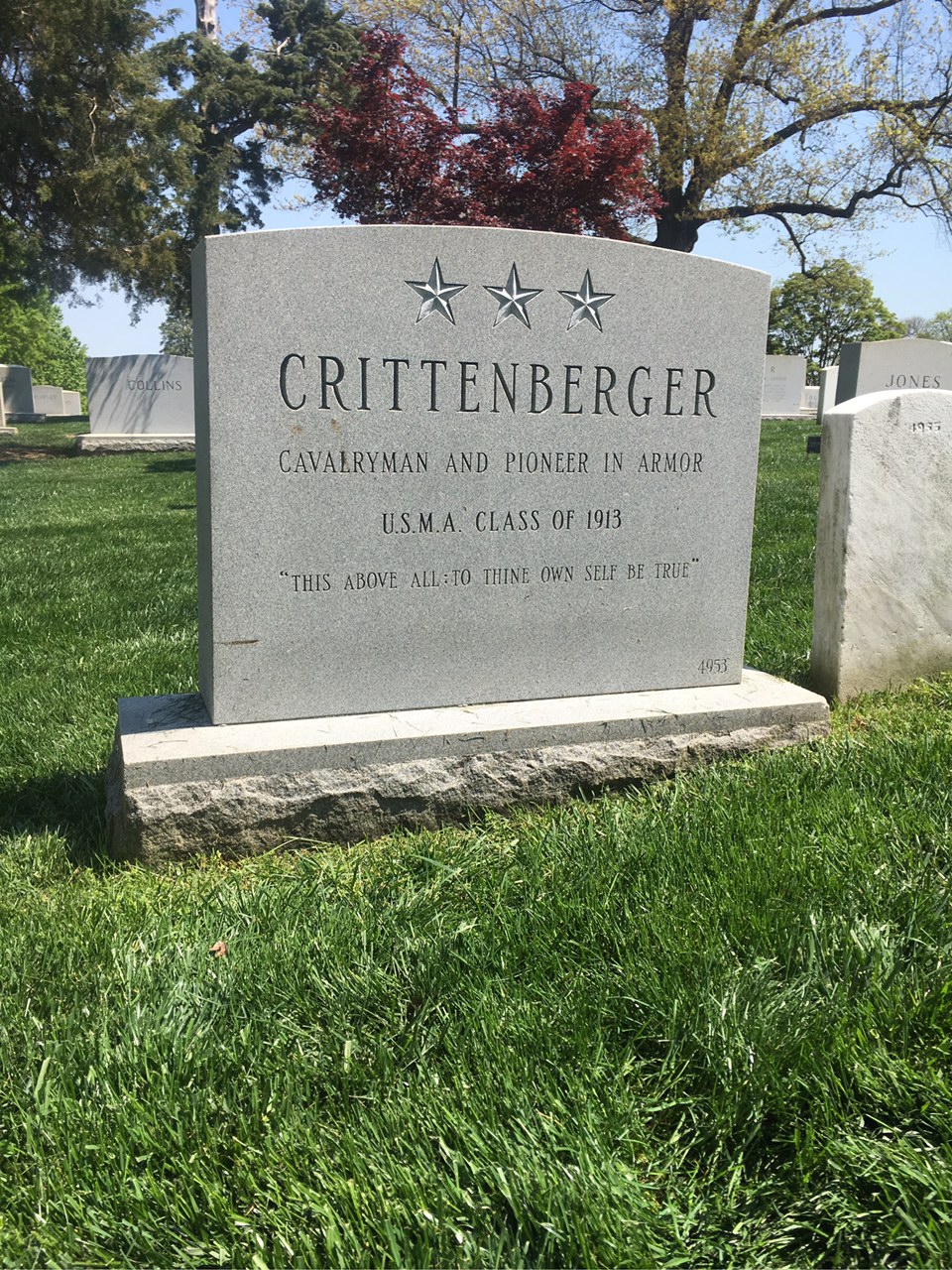 Back of headstone — Willis Crittenberger