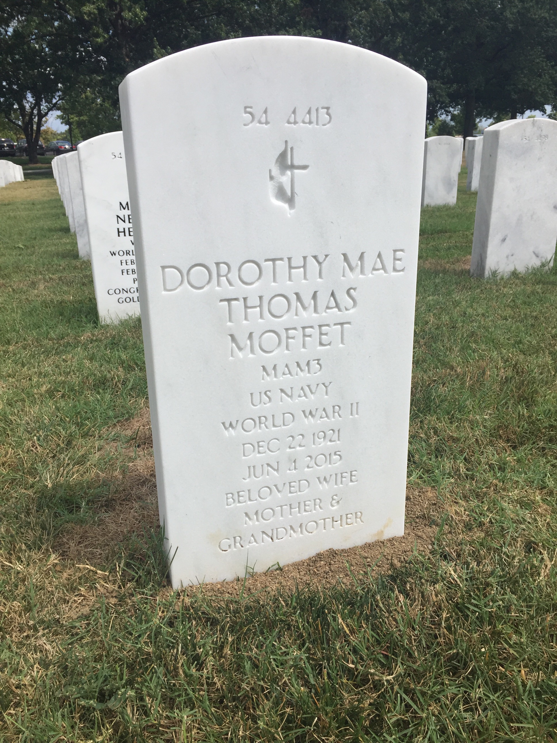 Back of headstone — Dorothy Moffet