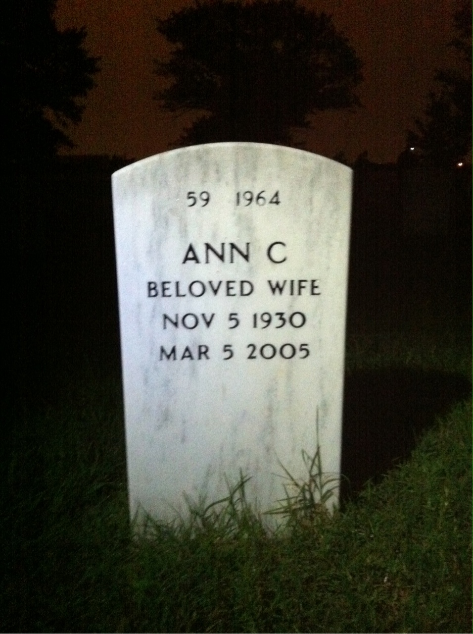 Back of headstone — Harry Gossage
