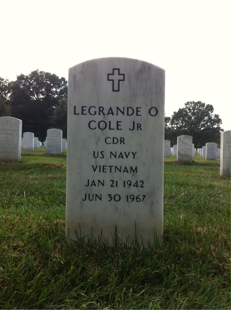 Headstone shared by 2 interments, including Legrande Ogden Cole Jr.