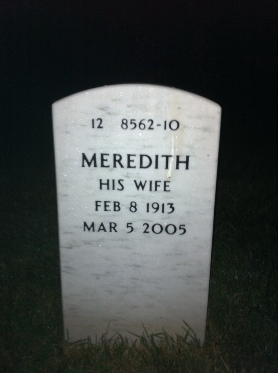Back of headstone — Frank Martin