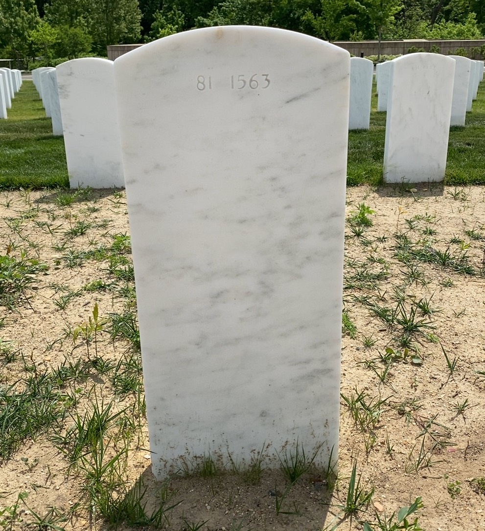 Back of headstone — Thomas G Rhame