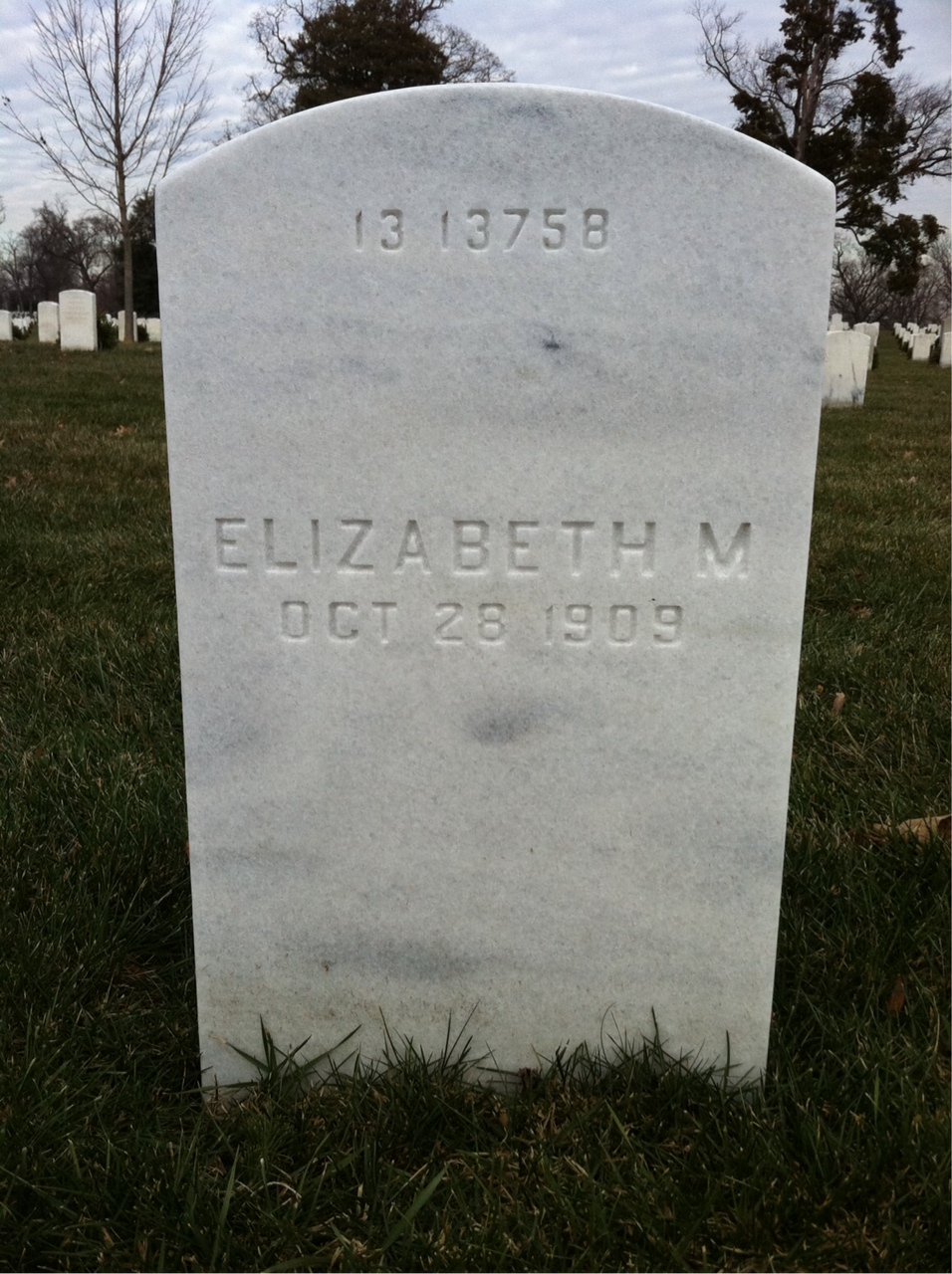 Back of headstone — Elizabeth Mueller
