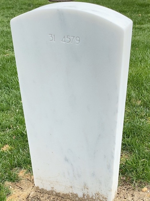 Back of headstone — Victor Lee Cerne