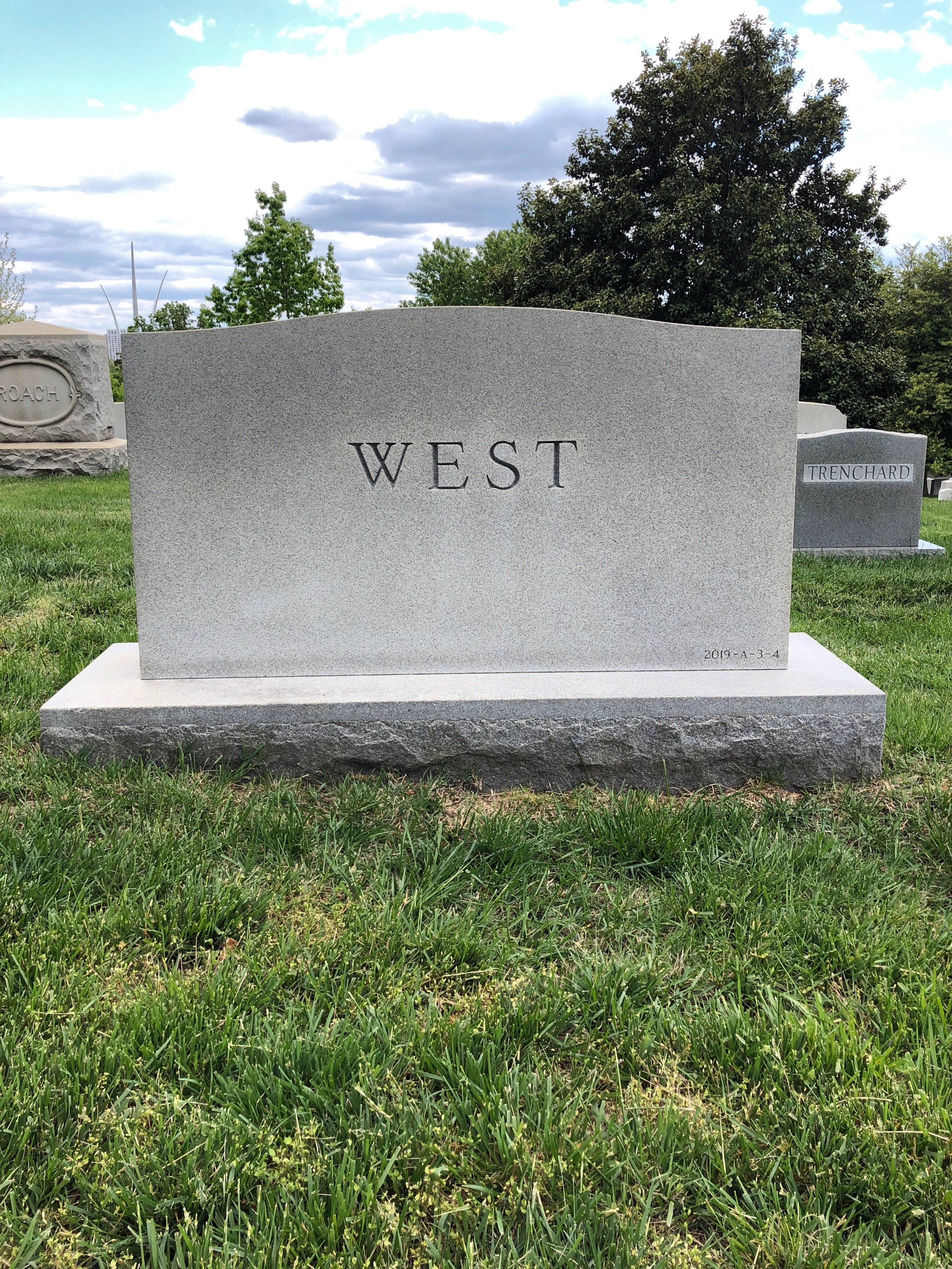 Back of headstone — William Whitehead West
