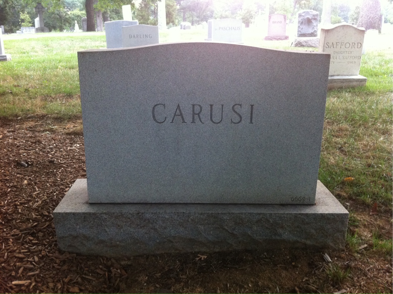 Back of headstone — Eugene Carusi