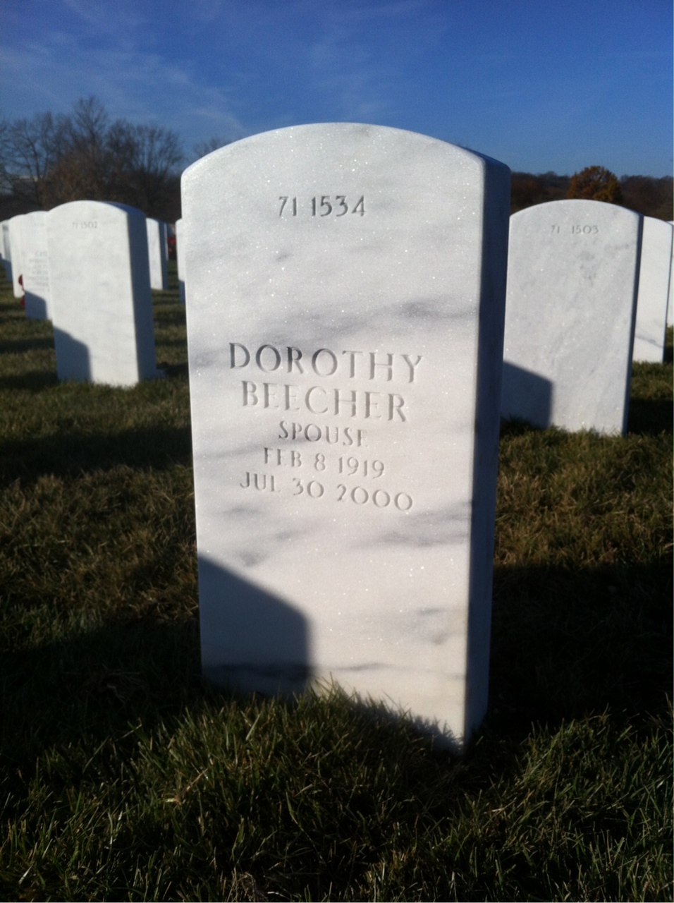 Back of headstone — Carroll Artes