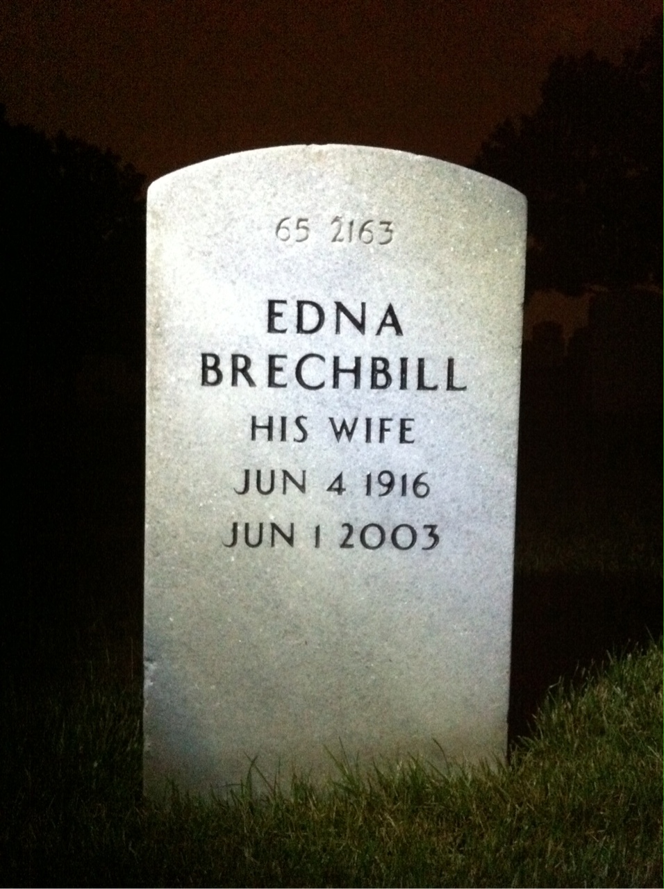 Back of headstone — Edna Minor