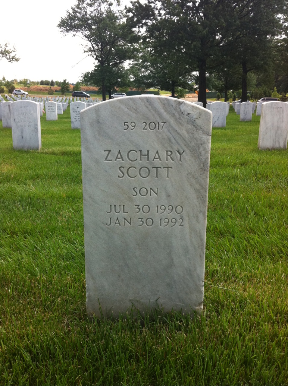Back of headstone — Zachary Moore