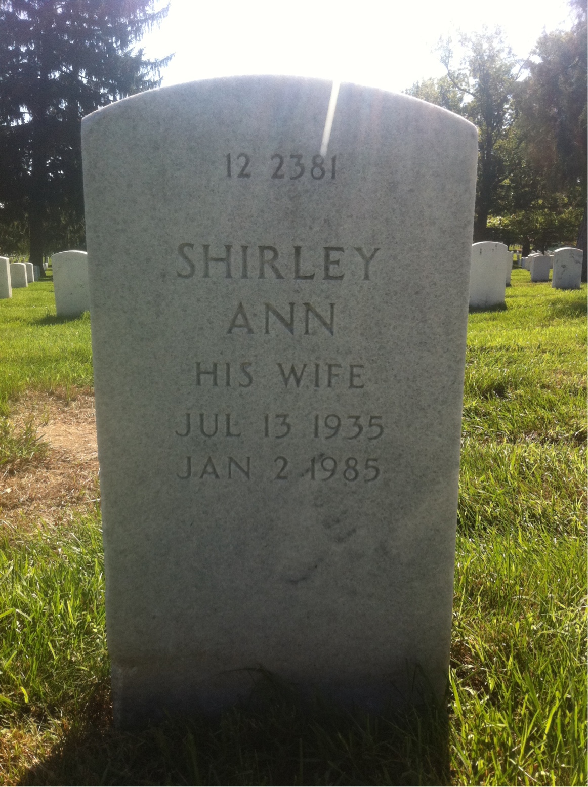 Back of headstone — Galen Arseneau