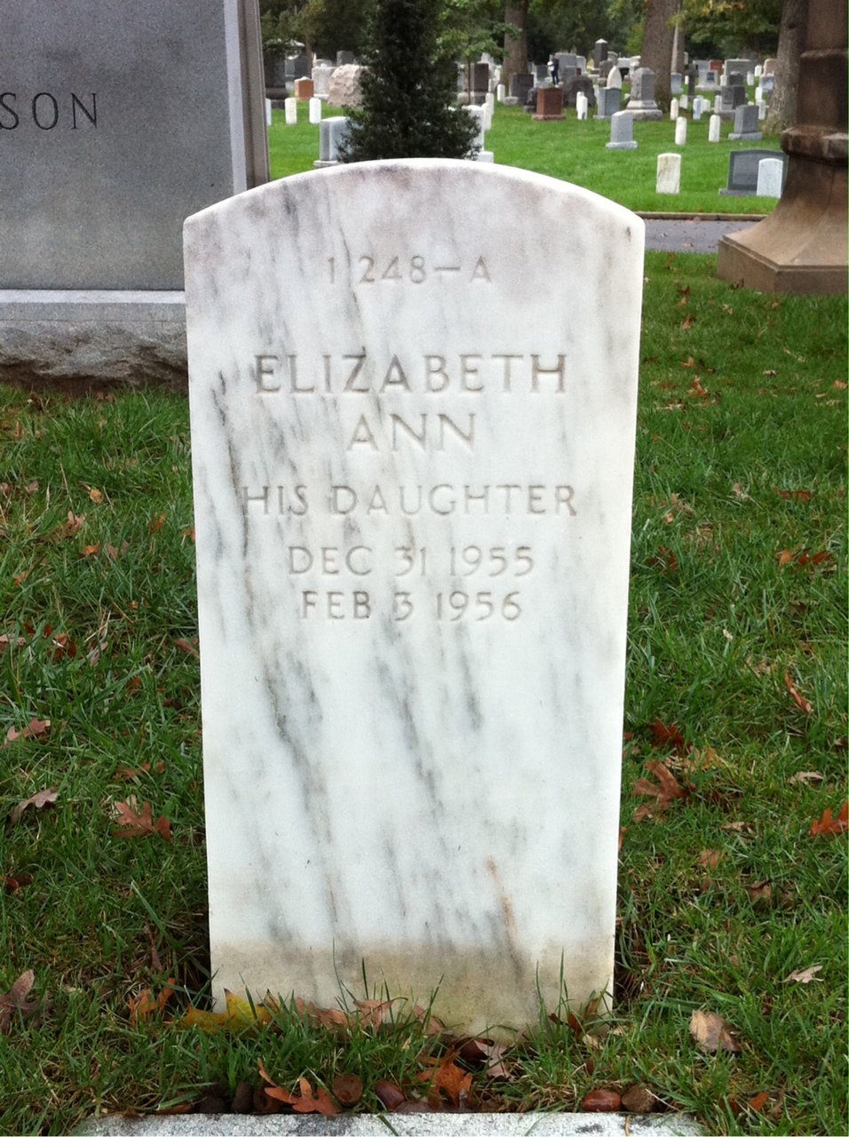 Back of headstone — John Harrington