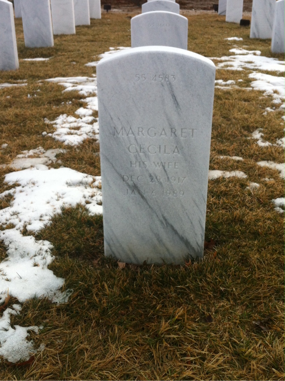 Back of headstone — Charles Adams