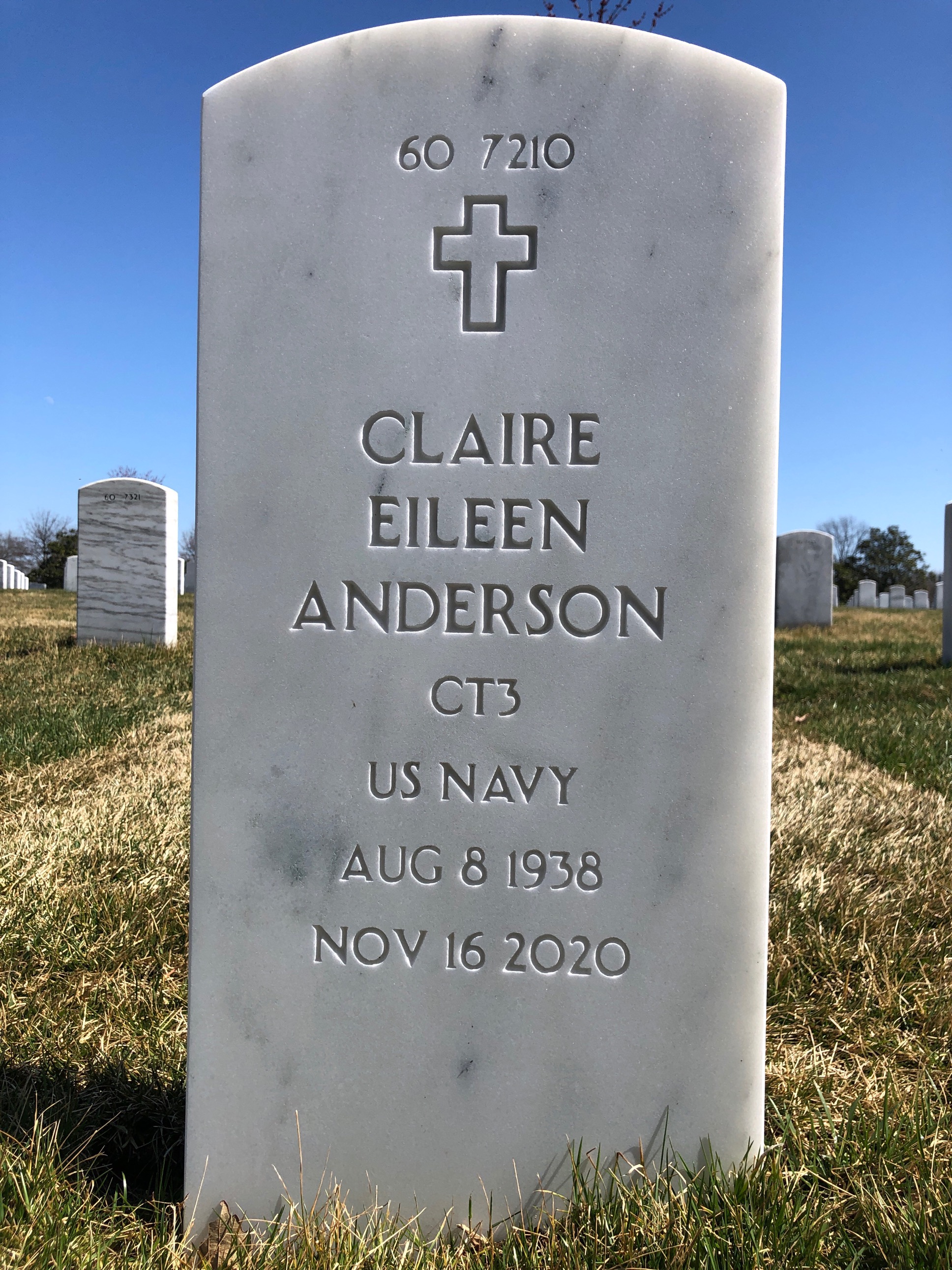Back of headstone — Claire Anderson