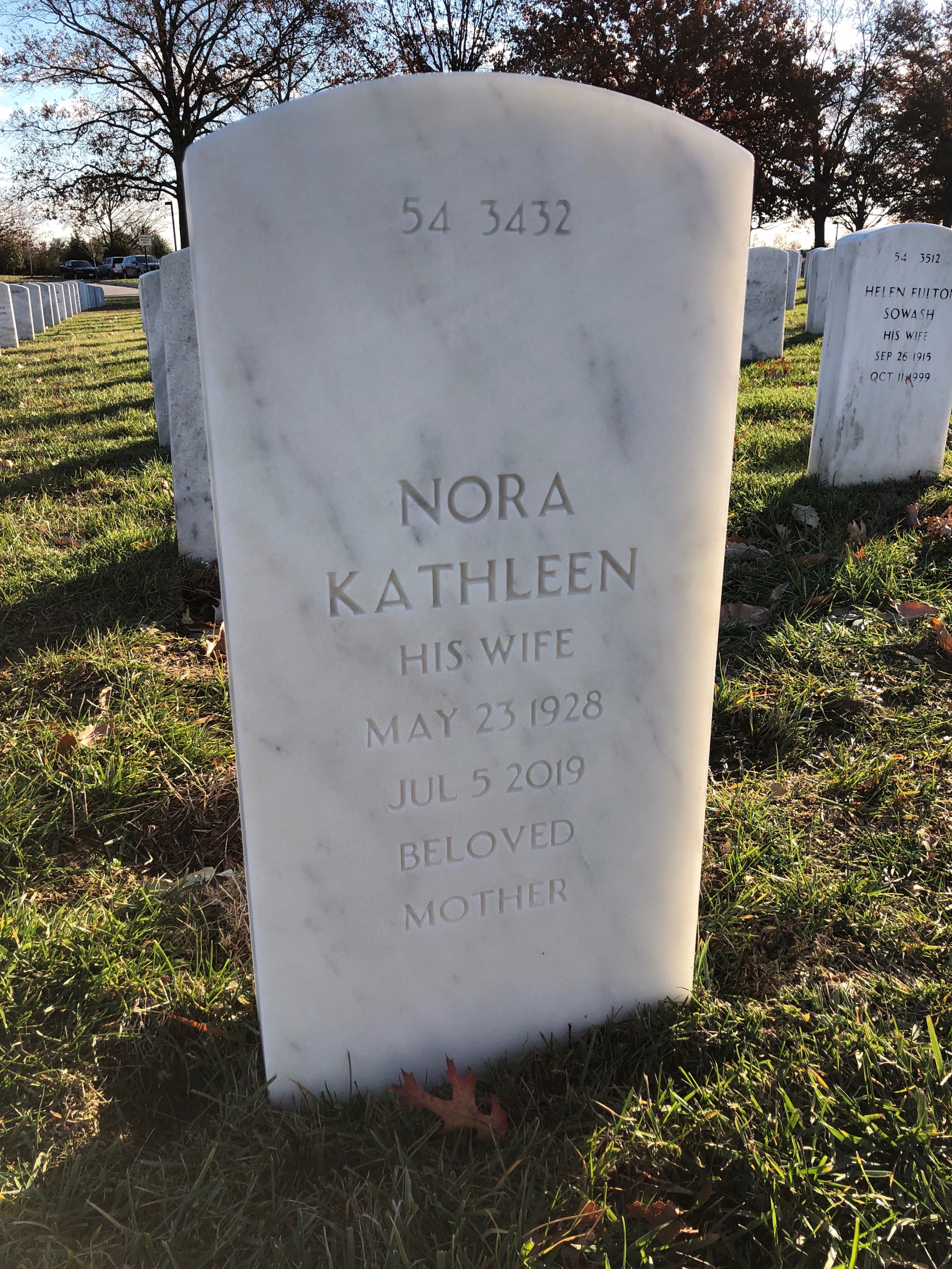 Back of headstone — Herbert Babb