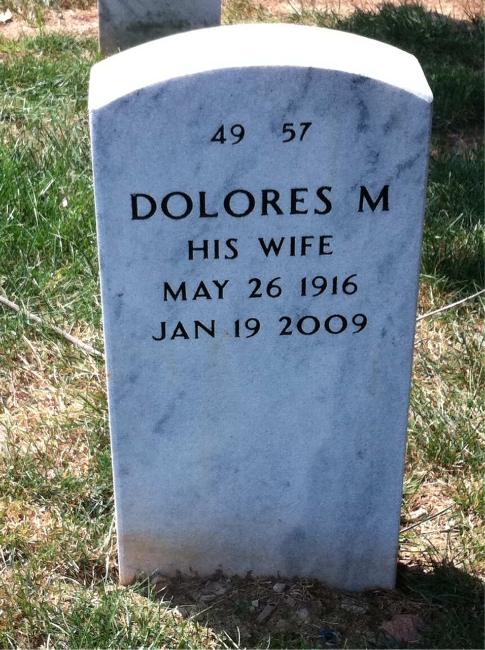 Back of headstone — Mervin Frost
