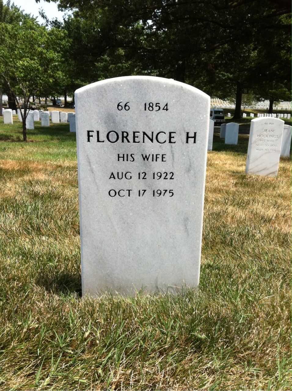 Back of headstone — Harvey Norris