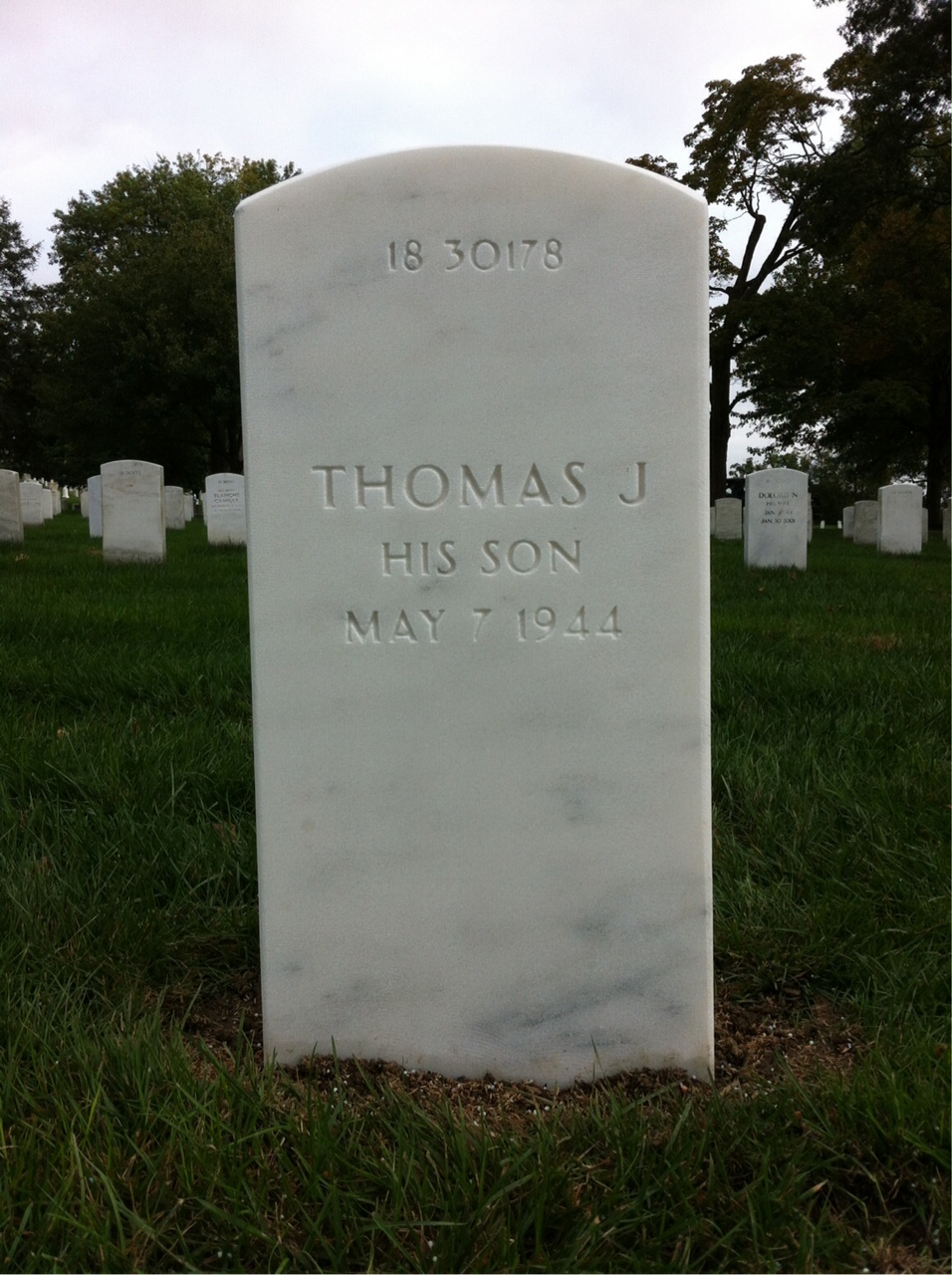 Back of headstone — Thomas Biggins
