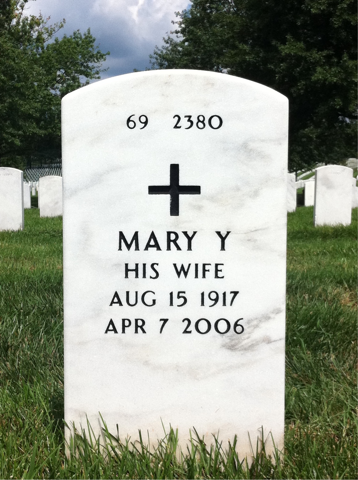 Back of headstone — Everett Mullins