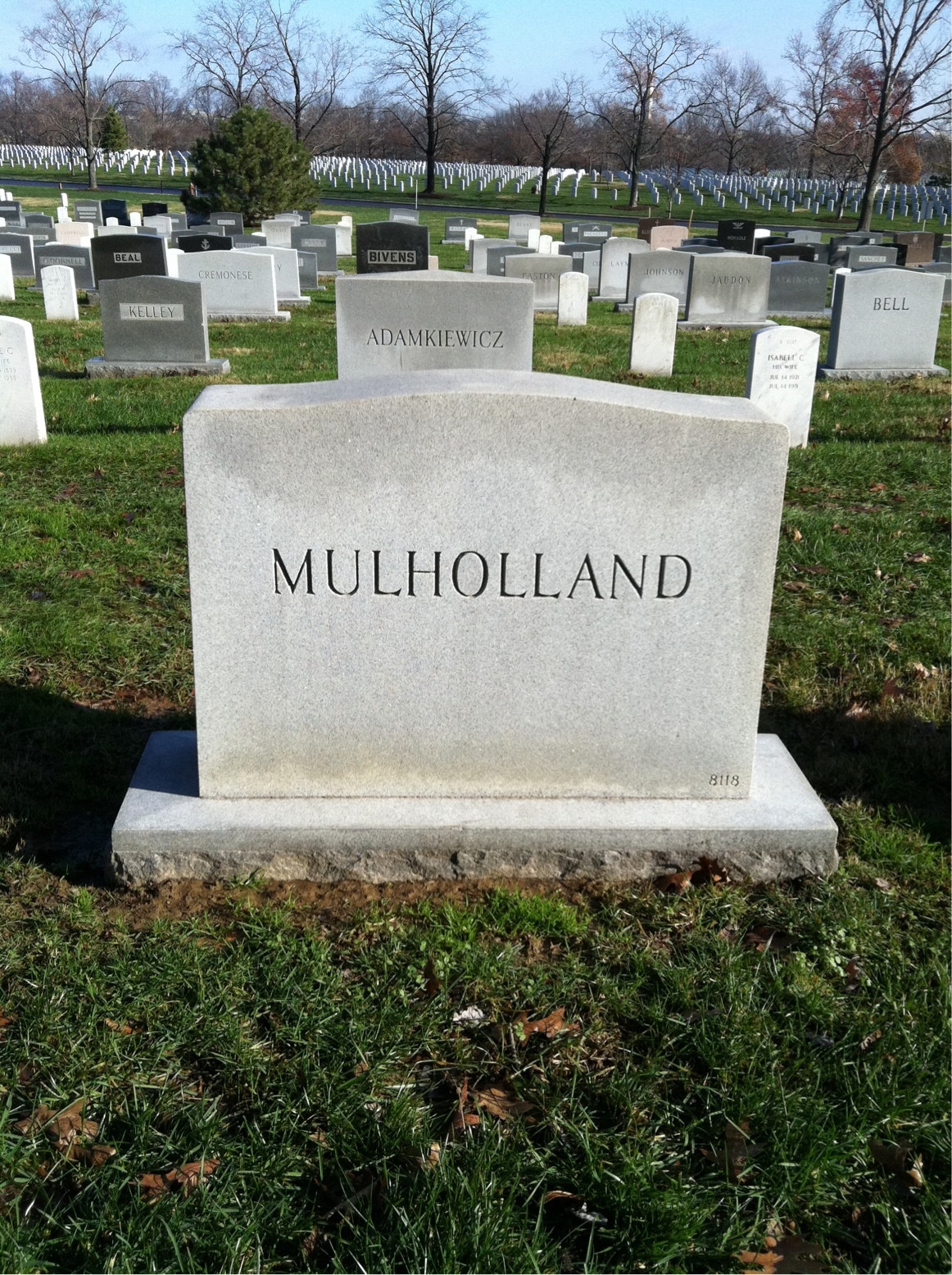 Back of headstone — Harry Mulholland