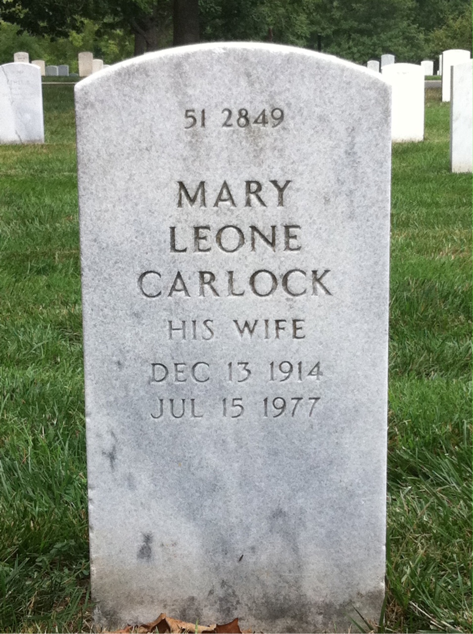 Back of headstone — Mary Adrion