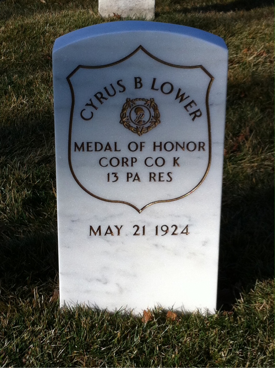 Headstone of Cyrus B. Lower